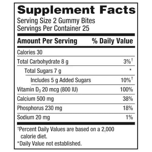Caltrate Gummy Bites 600 Plus D3 Vitamin D and Calcium Supplement, 50 Count | Bone & Muscle Support with High Vitamin D3 thumbnail 8