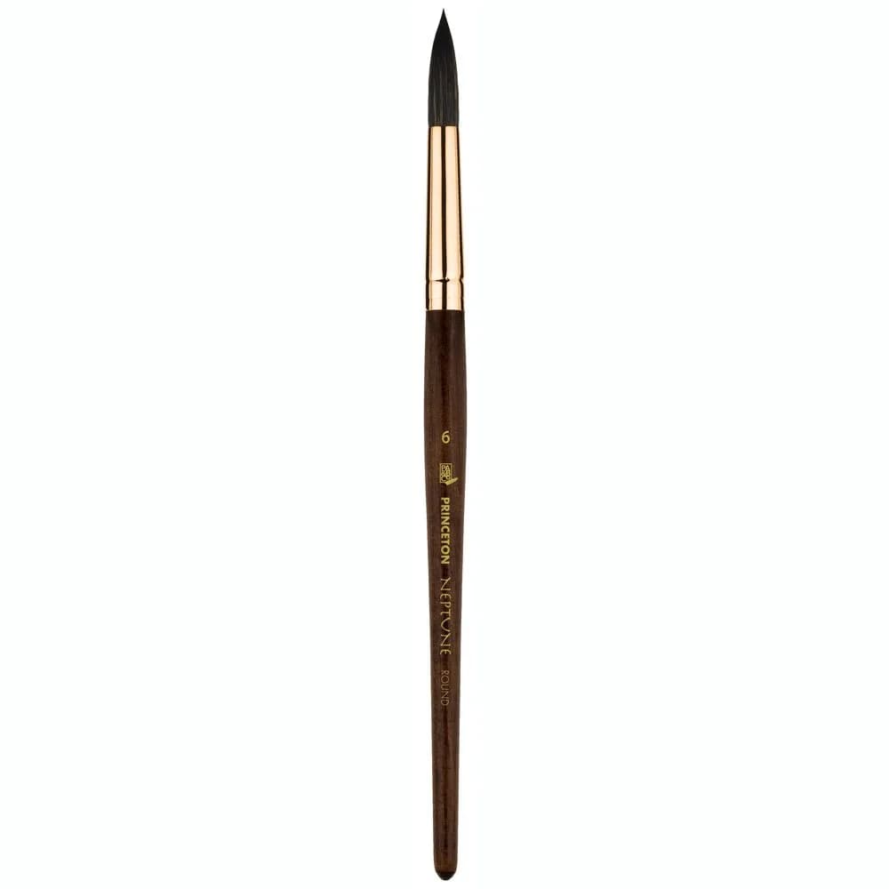 Princeton Neptune Synthetic Squirrel Watercolor Paint Brush Round Size 0 (0.25 inch / 6.35 mm) | Thirstiest Synthetic Brush for Oceans of Color — Dark Wood