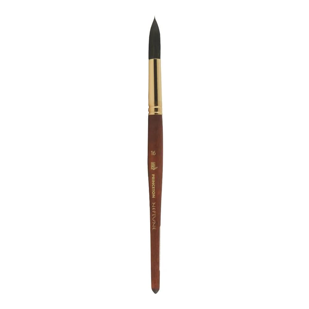 Princeton Neptune Synthetic Squirrel Watercolor Paint Brush Round Size 0 (0.25 inch / 6.35 mm) | Thirstiest Synthetic Brush for Oceans of Color — Dark Wood