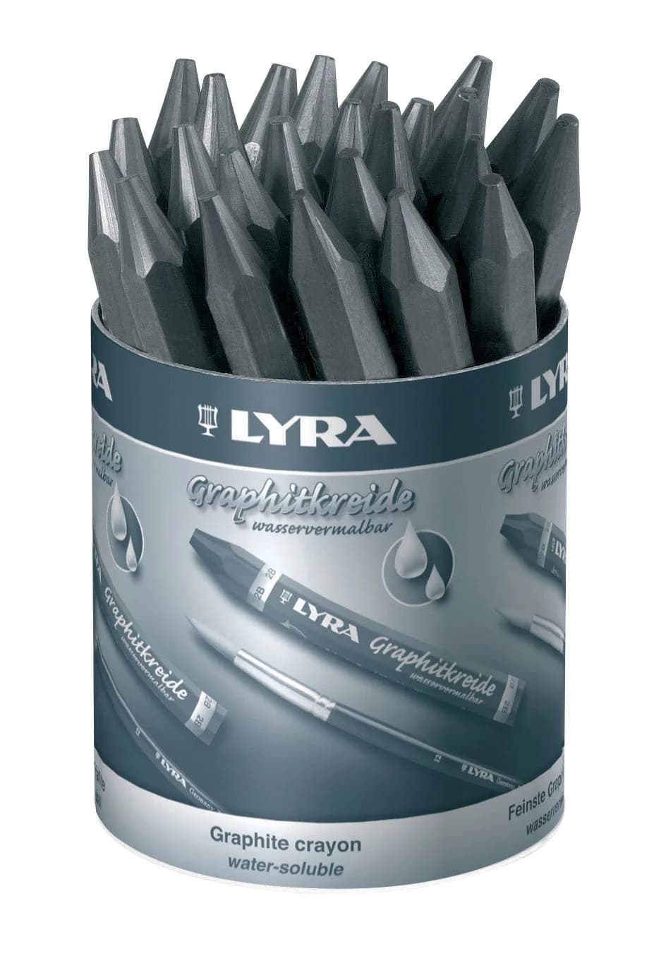 Lyra Graphite Crayons 6B Hardness Black 12 Count (114mm x 13mm) | Non-Toxic Art Supplies — Set of 12