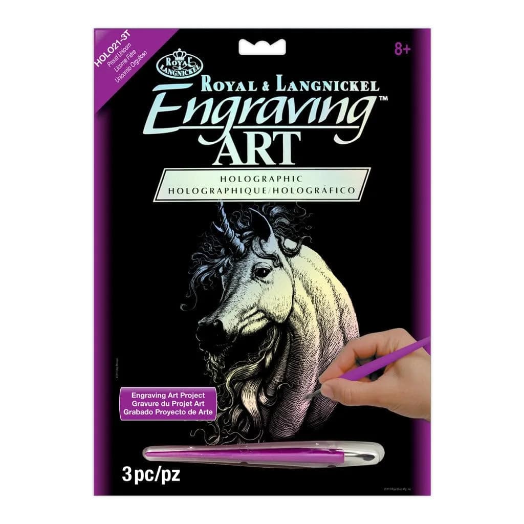 Royal Brush Rainbow Foil Engraving Art Kit 8x10 Inch Fairy Princess | Fun Art Activity for Kids — Holographic Proud Unicorn