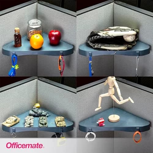 Officemate Verticalmate Corner Shelf Slate Gray 37cm (14.5in) | Mounts to Cubicle, Wall, or Metal Surfaces thumbnail 6