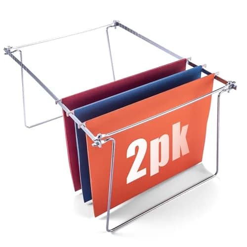 Officemate Adjustable Hanging File Frame Letter Size 35-45cm (14-18 Inches) 2-Pack Silver | Converts Drawers to Filing Systems thumbnail 1