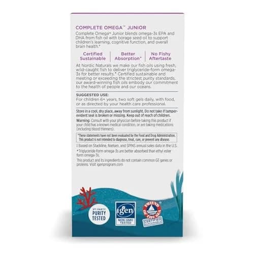 Nordic Naturals Complete Omega Jr. Kids Fish Oil Lemon 180 Mini Soft Gels | Supports Cognition & Nervous System thumbnail 6
