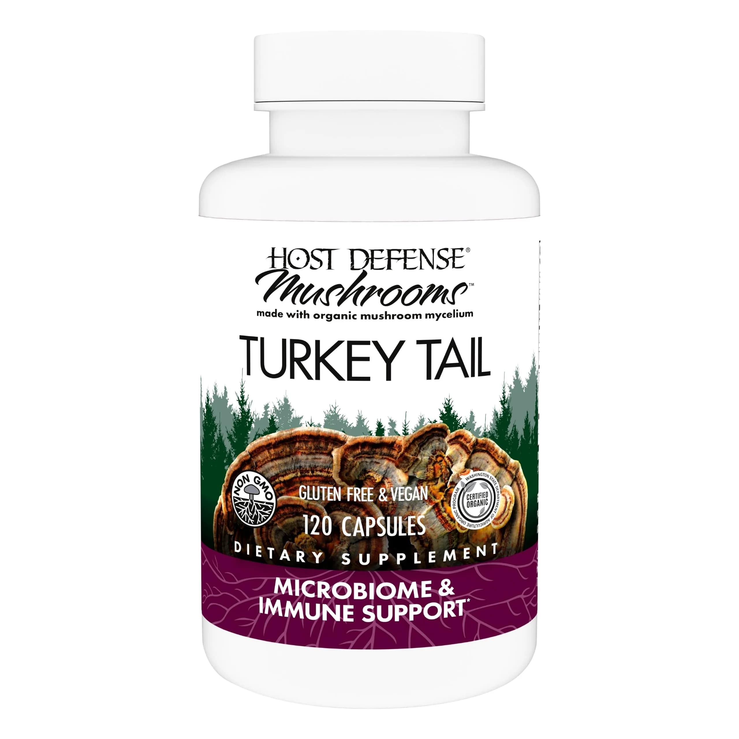 Host Defense Turkey Tail Capsules 120 Count | Digestive Health & Immune Response Support - main product image