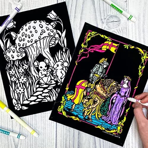 Stuff2Color Unicorns, Mice, Dinosaur, Dragons, Kittens, Knight - 6 Pack of Fuzzy Velvet Coloring Posters (Arts and Crafts Fun for All Ages) thumbnail 3
