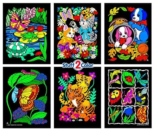 Stuff2Color Velvet Coloring Posters - 6 Pack (Approx. 8x10 inches Each) | Arts and Crafts Fun for All Ages thumbnail 1