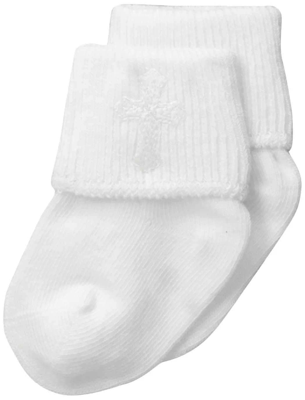 Jefferies Socks Newborn Christening Turn Cuff Socks 3 Pair Pack | Seamless Toe & Cross Applique (110 characters)