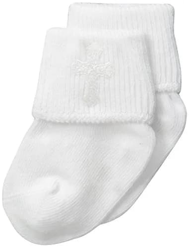 Jefferies Socks Newborn Christening Turn Cuff Socks 3 Pair Pack | Seamless Toe & Cross Applique (110 characters) thumbnail 1