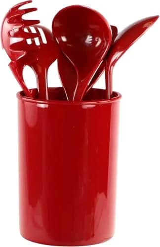 Reston Lloyd Calypso Basics Plastic Utensil Holder, Red | Brighten Kitchen & Organize Utensils thumbnail 4