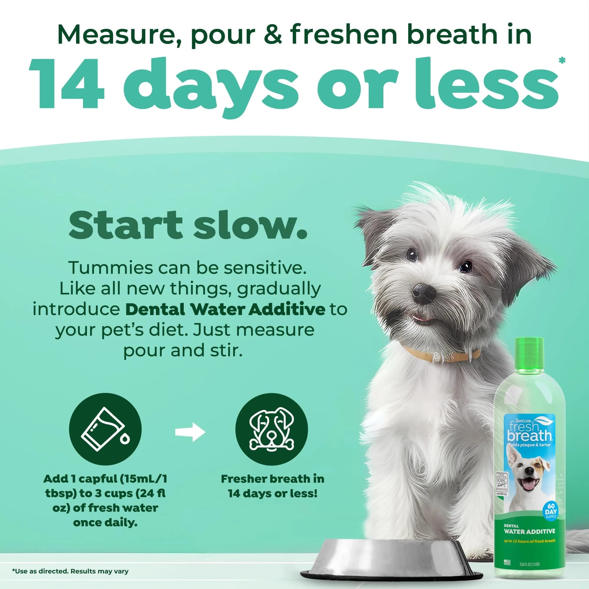 TropiClean Fresh Breath Dental Water Additive, Dog Breath Freshener, 33.8oz thumbnail 3