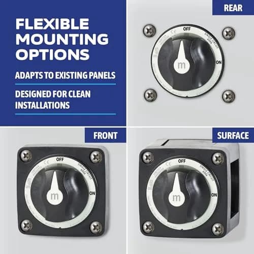 Blue Sea Systems m-Series ON/OFF Battery Switch with Knob | Ignition Protected, 300A Continuous thumbnail 4