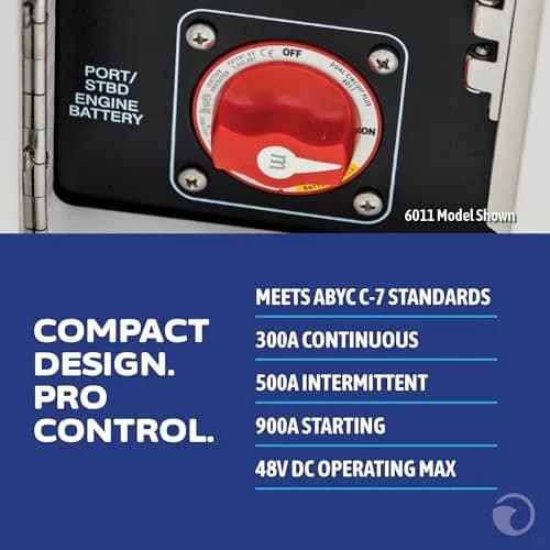 Blue Sea Systems m-Series ON/OFF Battery Switch with Knob | Ignition Protected, 300A Continuous thumbnail 2