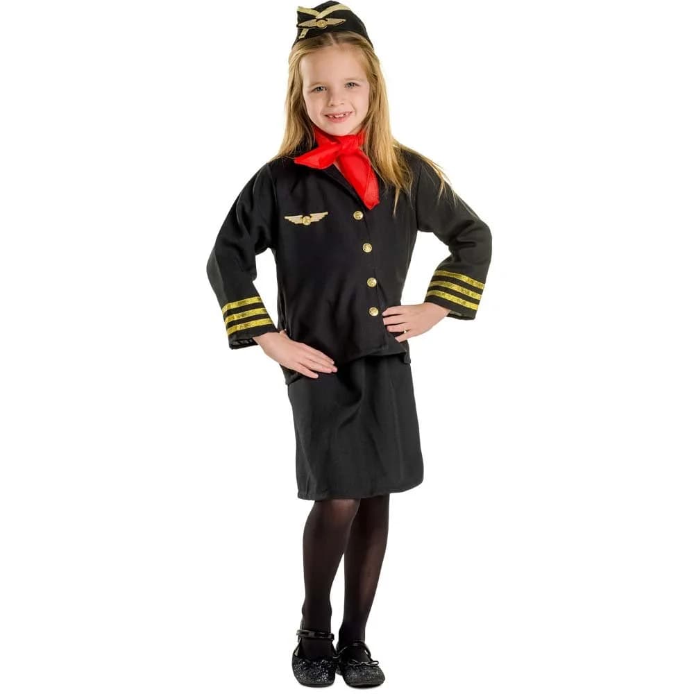 Dress Up America Flight Attendant Costume Set for Girls - Toddler 2 (Black) | Authentic Role-Play Outfit - main product image