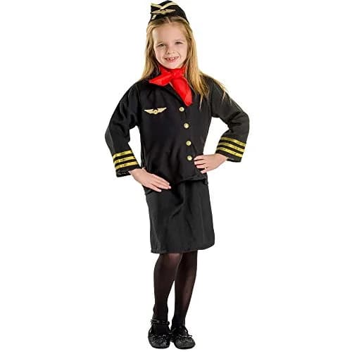 Dress Up America Flight Attendant Costume Set for Girls - Toddler 2 (Black) | Authentic Role-Play Outfit thumbnail 1