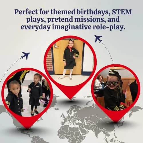 Dress Up America Flight Attendant Costume Set for Girls - Toddler 2 (Black) | Authentic Role-Play Outfit thumbnail 6