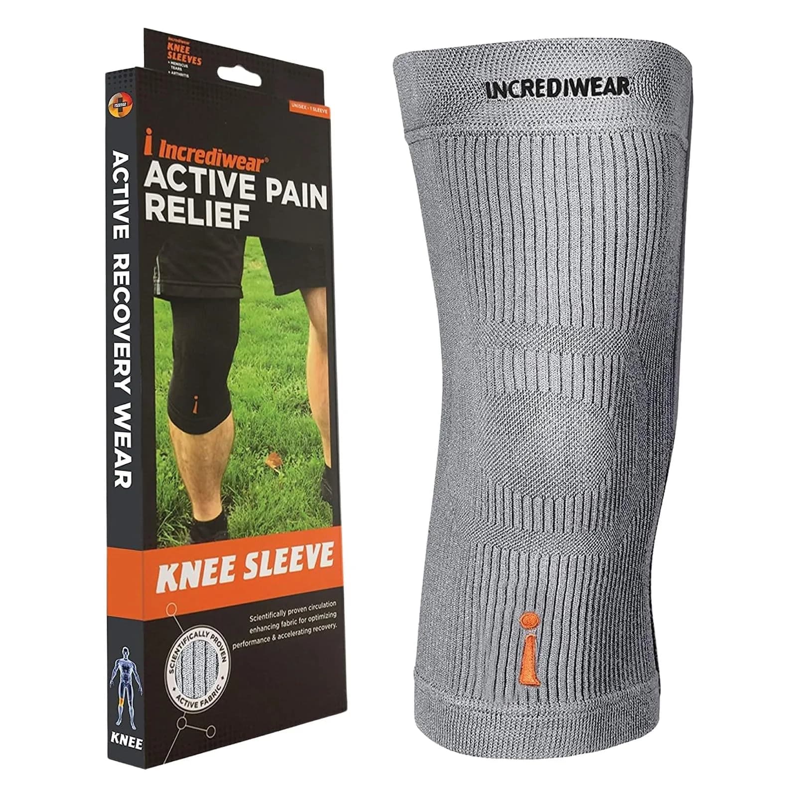 Incrediwear Knee Sleeve – Knee Support for Pain, Swelling & Circulation (Grey, X-Large) | Accelerates Recovery & Enhances Performance - main product image