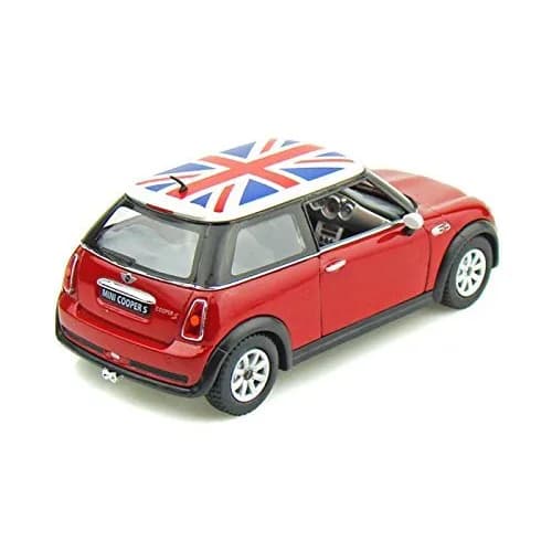 KiNSMART Mini Cooper S 5 inch 1:28 Scale Die Cast Metal Model Toy Car (Red British Flag) thumbnail 2