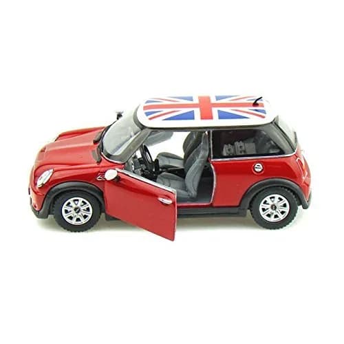 KiNSMART Mini Cooper S 5 inch 1:28 Scale Die Cast Metal Model Toy Car (Red British Flag) thumbnail 3
