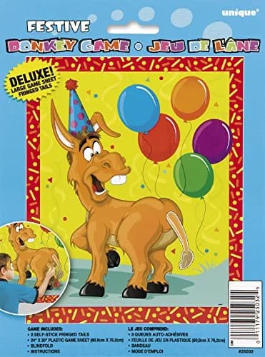 Unique Festive Fun Deluxe Pin the Tail on the Donkey Party Game | Reusable & Exciting Prizes thumbnail 1
