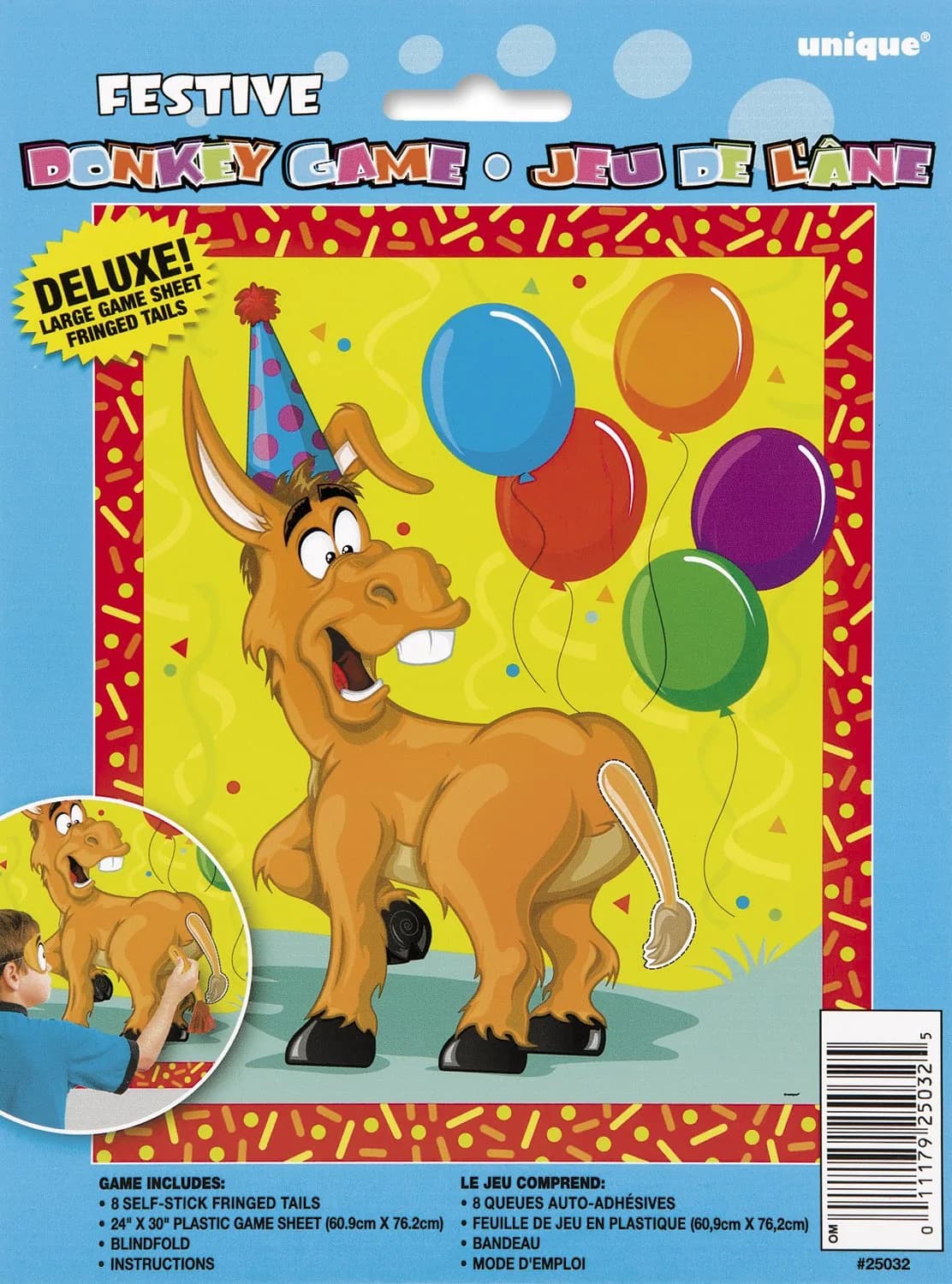 Unique Festive Fun Deluxe Pin the Tail on the Donkey Party Game | Reusable & Exciting Prizes - main product image