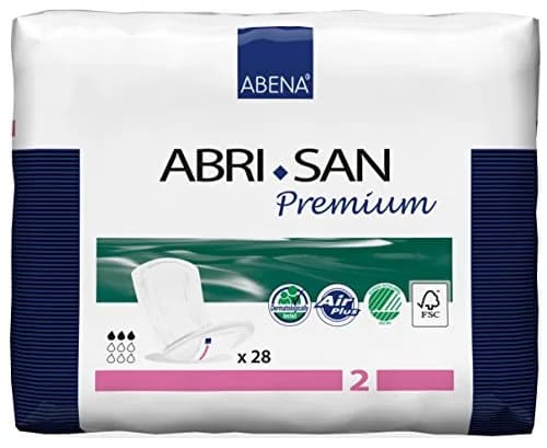 Abena Abri-San Premium Light Absorbency Incontinence Pad Size 2 | Breathable, Chemical-Free, 28 Count thumbnail 2