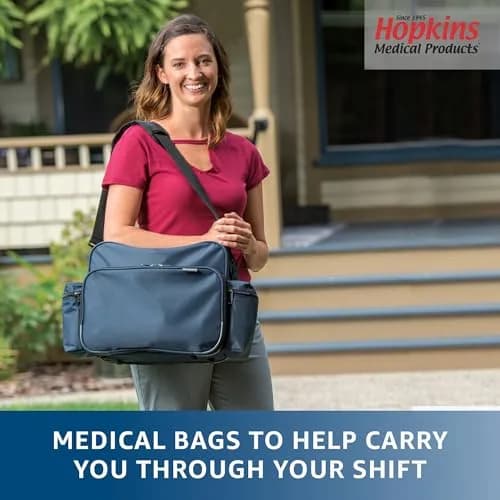 Hopkins Medical Products Home Health Shoulder Bag 14x11x7 inch Waterproof Nylon Navy Blue thumbnail 2