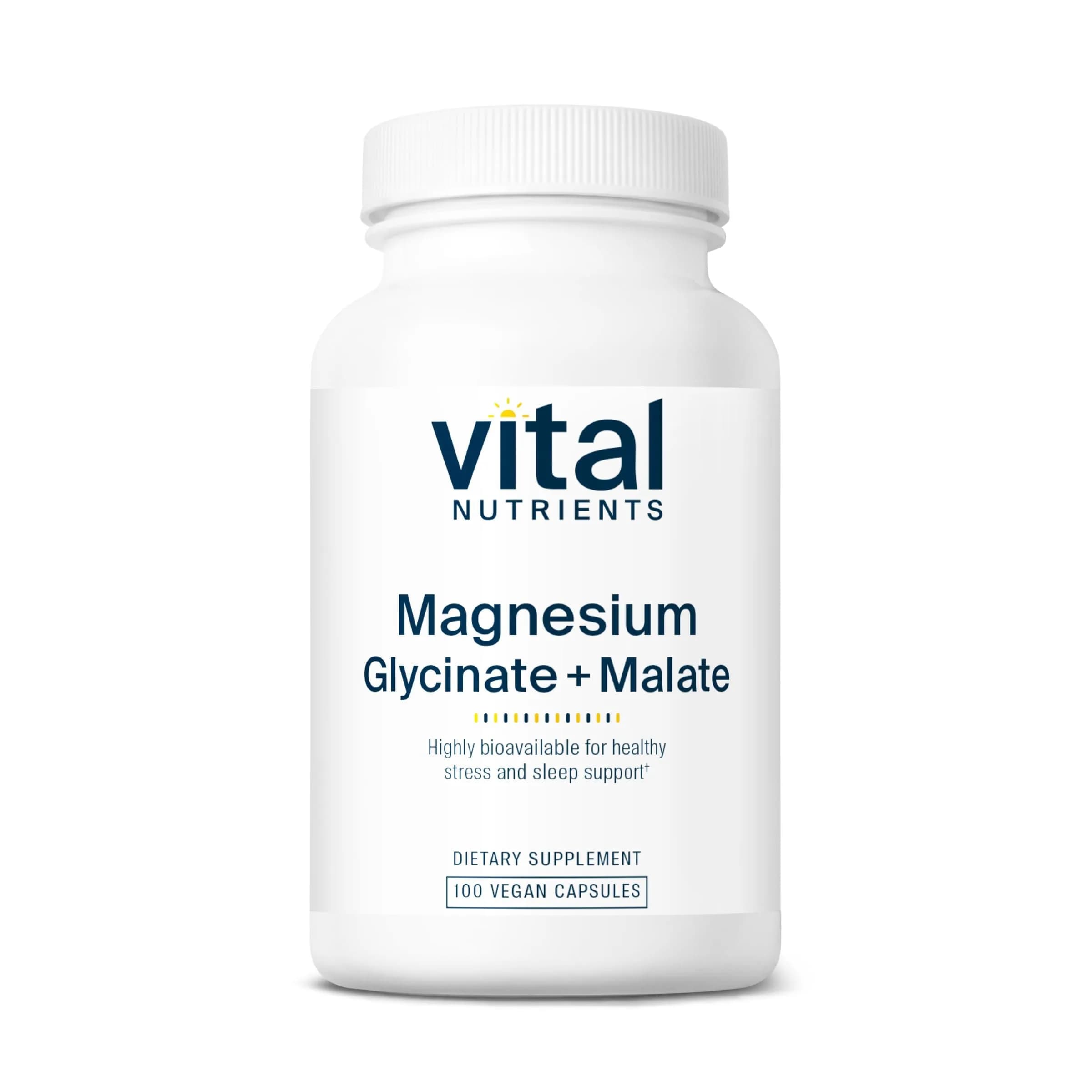 Vital Nutrients Magnesium Glycinate + Malate 240mg | Supports Heart & Bone Health, 100 Capsules - main product image