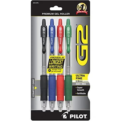 Pilot G2 Premium Gel Pens 0.38mm Assorted 4-Pack | Ultra Fine Point, Quick Dry, Refillable thumbnail 1