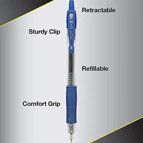 PILOT G2 Premium Refillable Gel Pens, Extra Fine Point 0.5mm, Blue Ink, 5-Pack | Smooth Writing & Long-Lasting thumbnail 6