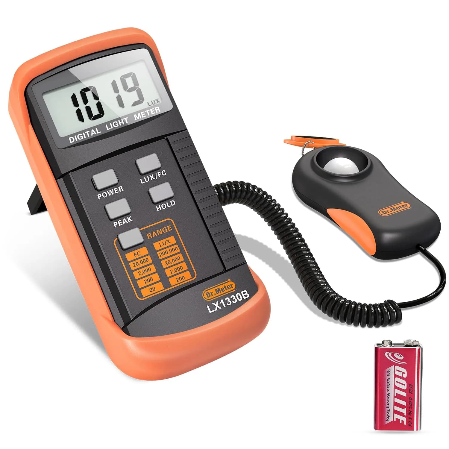 Dr.meter LX1330B Digital Illuminance Light Meter 200,000 Lux | High Precision Fast Response - main product image