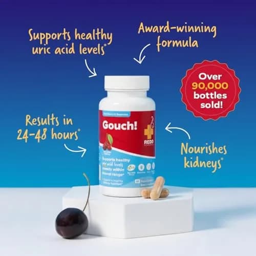 Redd Remedies Gouch! | Supports Healthy Uric Acid Levels | 60 Capsules (Cherry) | Kidney & Joint Support thumbnail 5
