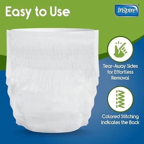 Inspire Protective Underwear for Men and Women | Adult Diapers for Bowel Incontinence | Disposable Underwear for Women and Men - 4 Bags of 18 | 72 Total (Large) thumbnail 5