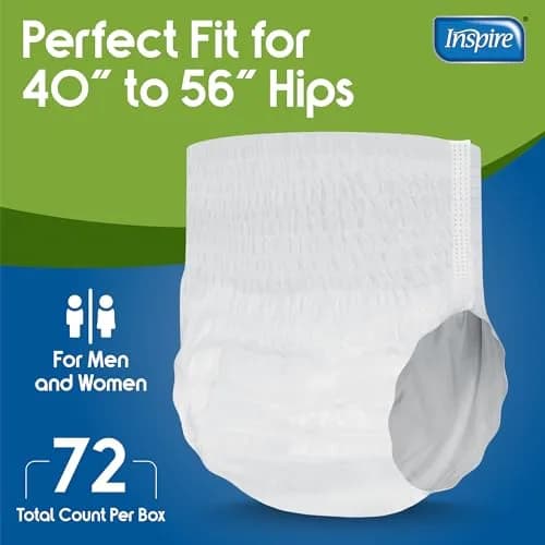 Inspire Protective Underwear for Men and Women | Adult Diapers for Bowel Incontinence | Disposable Underwear for Women and Men - 4 Bags of 18 | 72 Total (Large) thumbnail 2