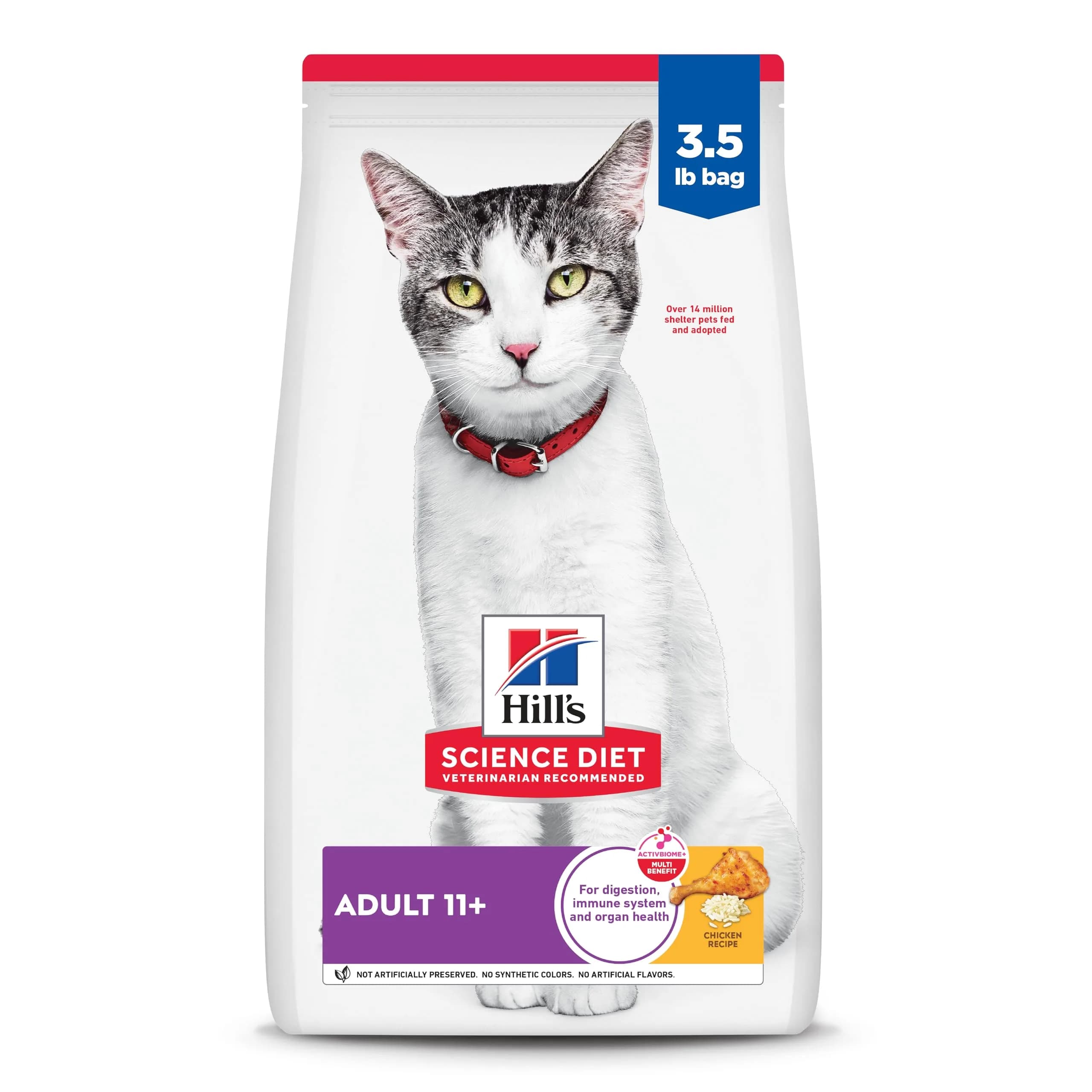 Hill's Science Diet Senior 11+ Dry Cat Food Chicken Recipe 1.58 kg (3.5 lb) | Supports Healthy Aging & Digestion - main product image