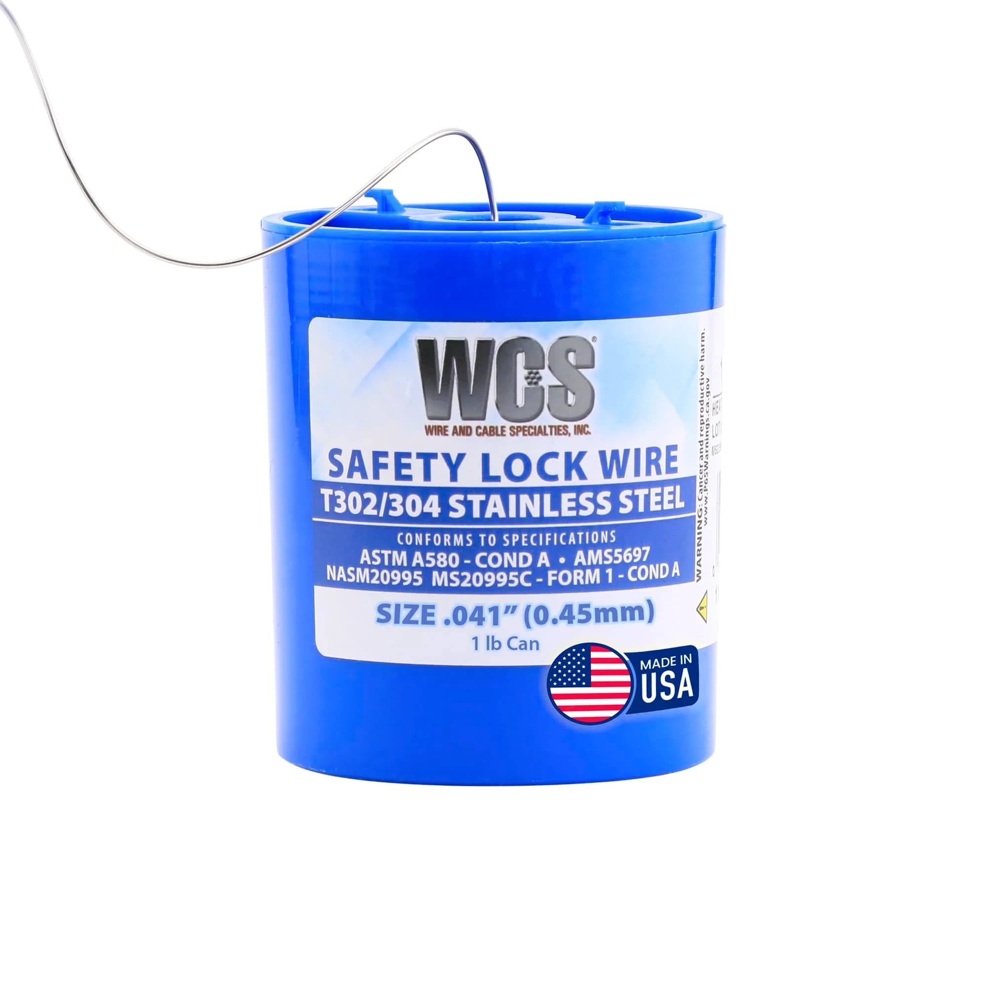 WCS .041 Stainless Steel Safety Lock Wire 221 ft (67.36 m) | NASM20995C Compliant for Aircraft & Industrial Use