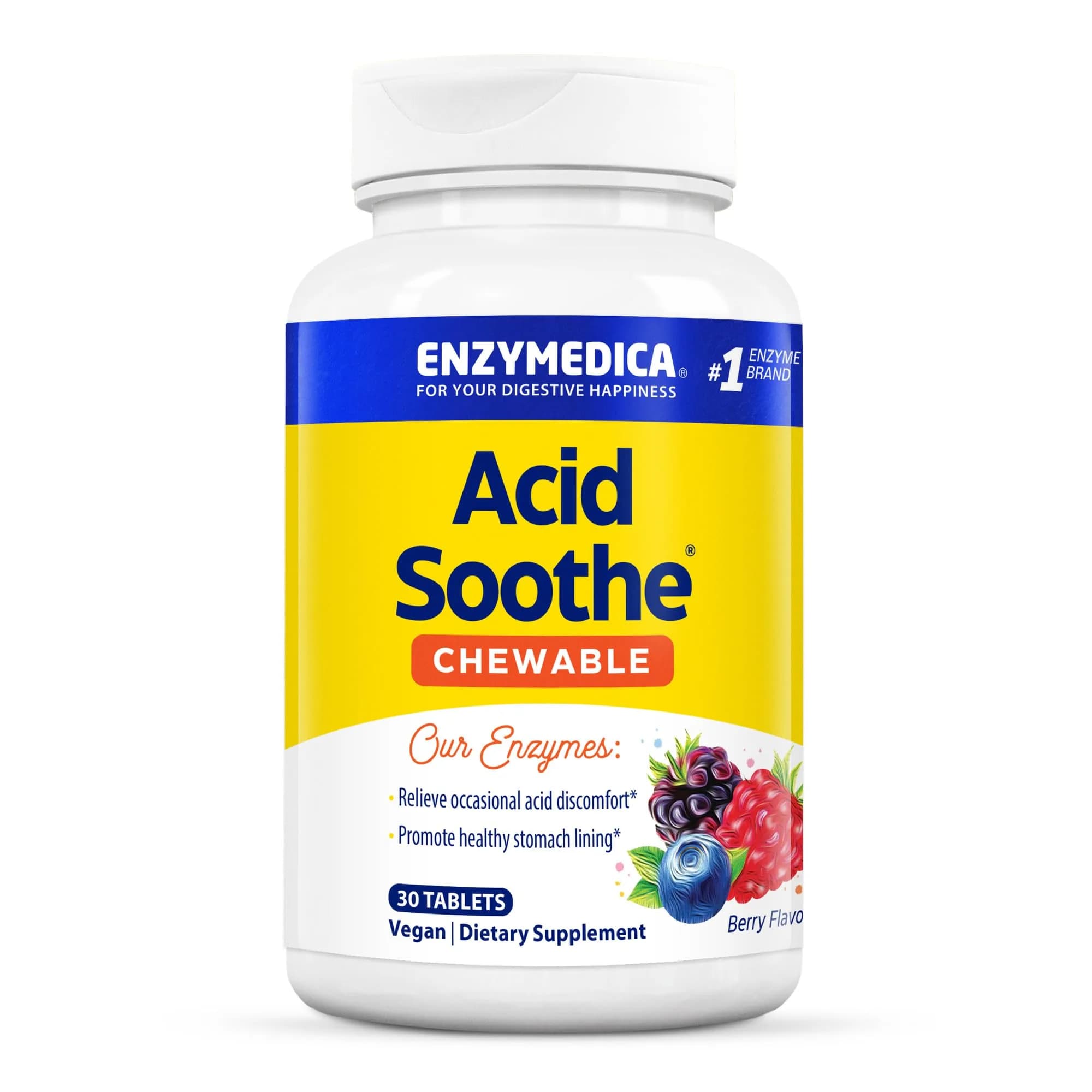 Enzymedica Acid Soothe Chewable Supplement for Women & Men - 30 Tablets | Supports Digestive Comfort & Heartburn Relief