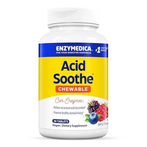 Enzymedica Acid Soothe Chewable Supplement for Women & Men - 30 Tablets | Supports Digestive Comfort & Heartburn Relief thumbnail 1