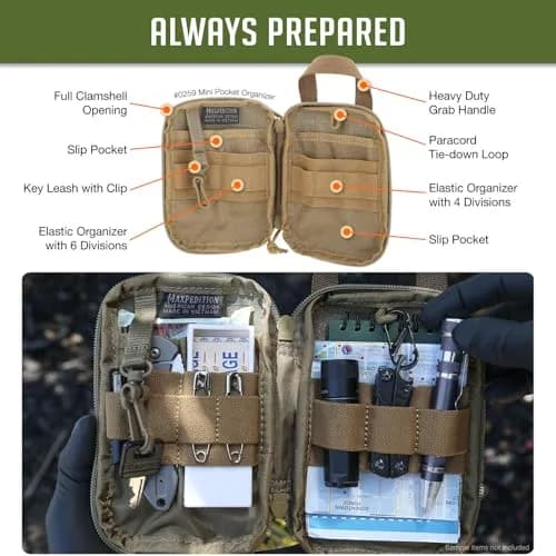 Maxpedition Mini Pocket Organizer Khaki 15.24cm (6in) | EDC Pouch for Tools & Essentials thumbnail 5