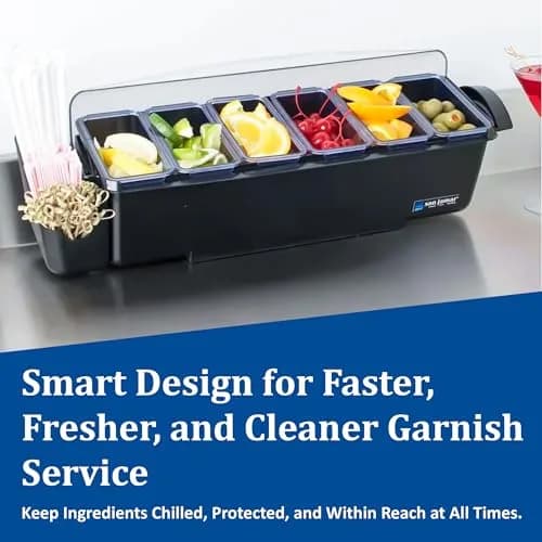 San Jamar Dome Garnish Center 5 Tray with Caddies, 9 Pints (1.125 Gallon / 1.06 Liters) | Professional Bar Condiment Organizer thumbnail 5