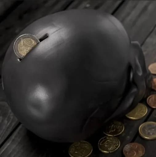 Kikkerland Skull Coin Bank | Halloween Skull Money Saver Box, Stoneware, 4.5 x 6 inches thumbnail 2