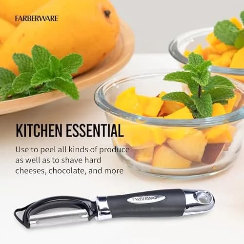 Farberware Pro2 Euro Vegetable Peeler with Swivel Blade & Bud Remover, 20cm (7.87in) | Razor-Sharp Stainless Steel thumbnail 3