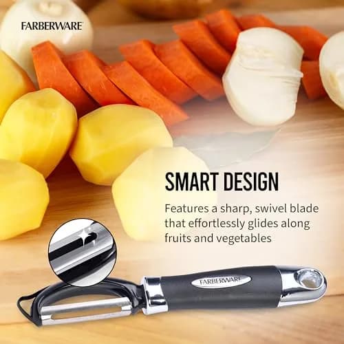 Farberware Pro2 Euro Vegetable Peeler with Swivel Blade & Bud Remover, 20cm (7.87in) | Razor-Sharp Stainless Steel thumbnail 4