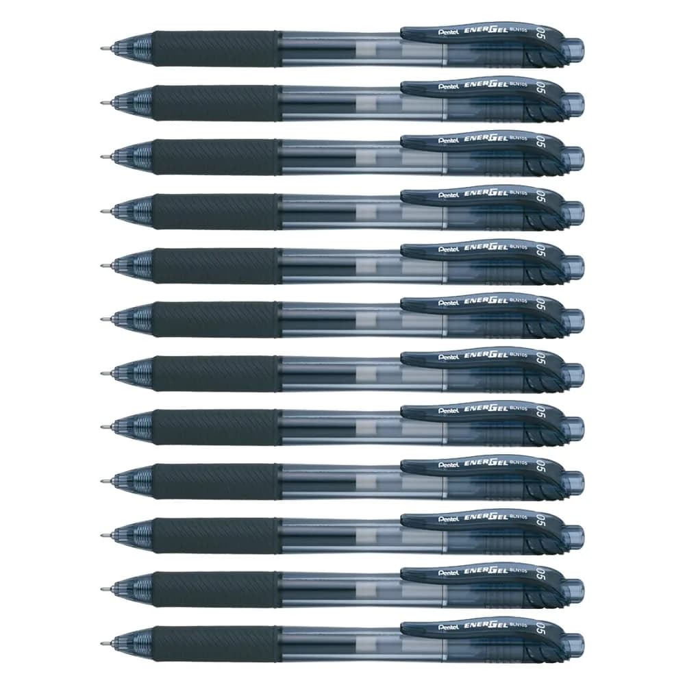 Pentel EnerGel-X Retractable Liquid Gel Pen 0.5mm Needle Tip Black Ink, Box of 12 (BLN105-A) | Smooth Ink Flow for Students & Office - main product image