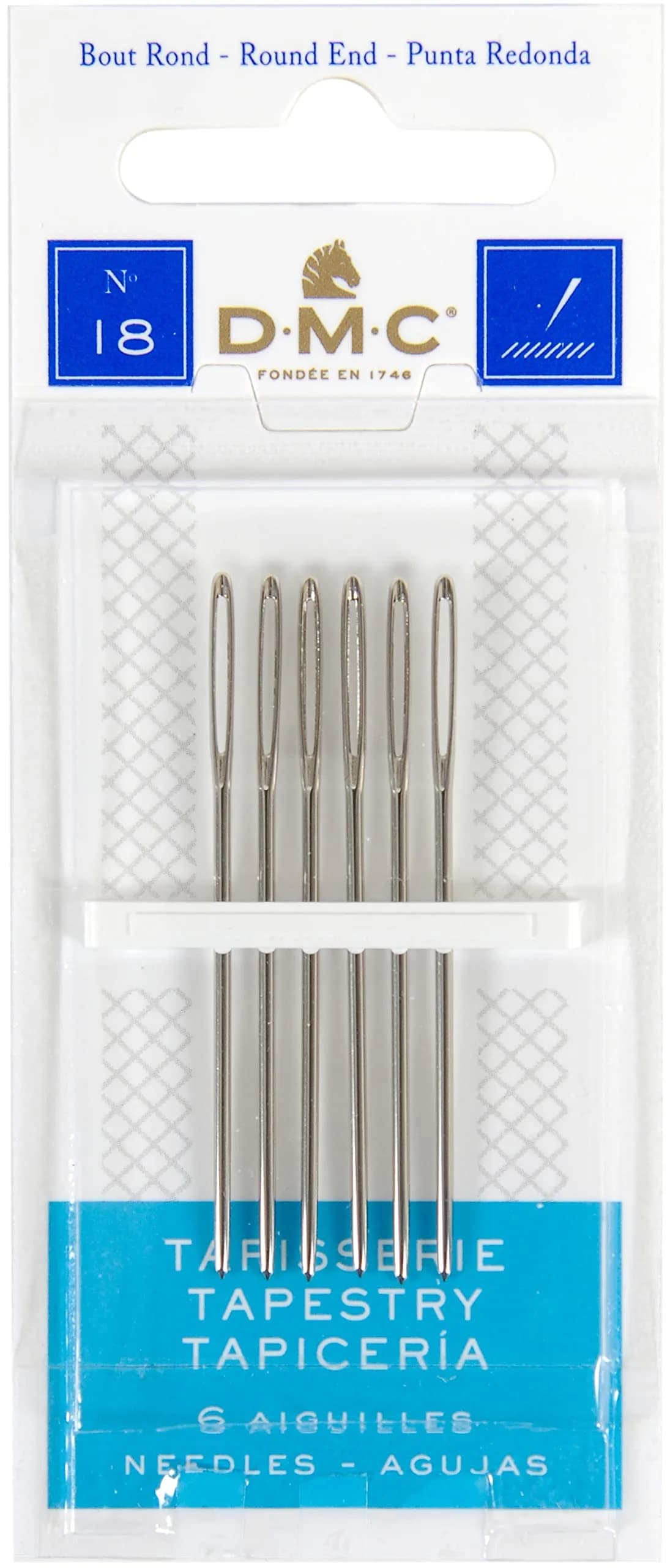 DMC 1767-26 Tapestry Hand Needles Size 26 | Blunt Rounded Steel for Cross Stitch — Silver