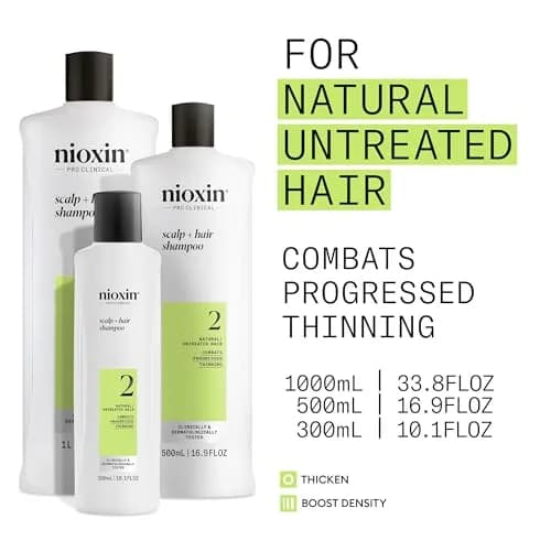 Nioxin System 2 Shampoo for Natural Hair with Progressed Thinning, 298 ml (10.1 Fl Oz) | Thickens Hair & Supports Scalp Health thumbnail 3