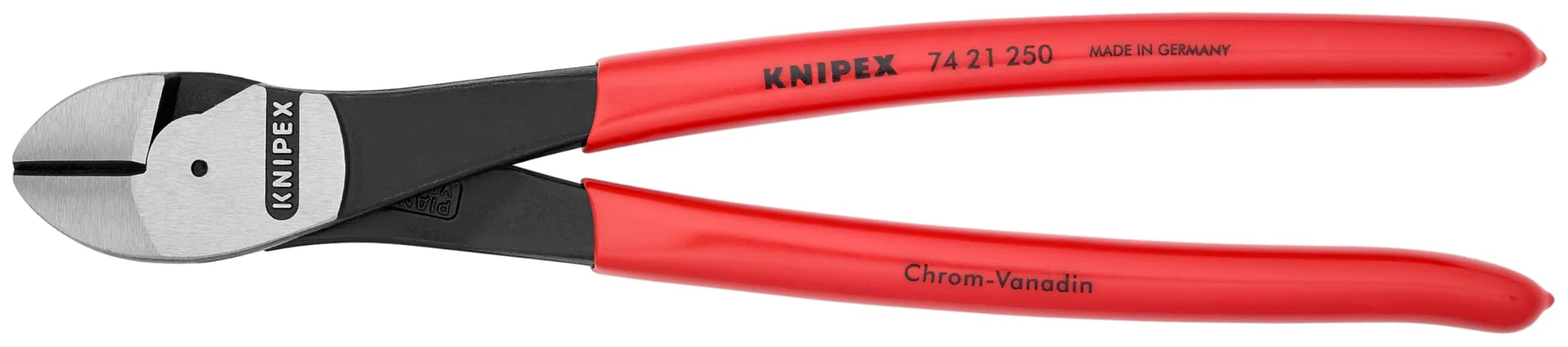 KNIPEX High Leverage Angled Diagonal Cutters 74 21 250 | Flush Cutting, Heavy Duty, 9.85 in (250 mm) — Multicolor