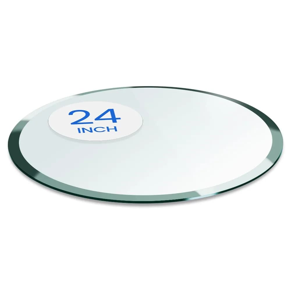 Dulles Glass 25" Round Glass Table Top 1/4" Thick Clear Tempered Flat Polished Edge for Coffee & Dining Tables — 24 Inch / 1/4 " thick - Beveled
