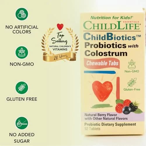 ChildLife Essentials ChildBiotics with Colostrum Probiotics, 92 Tablets | Immune & Digestive Support for Kids thumbnail 4