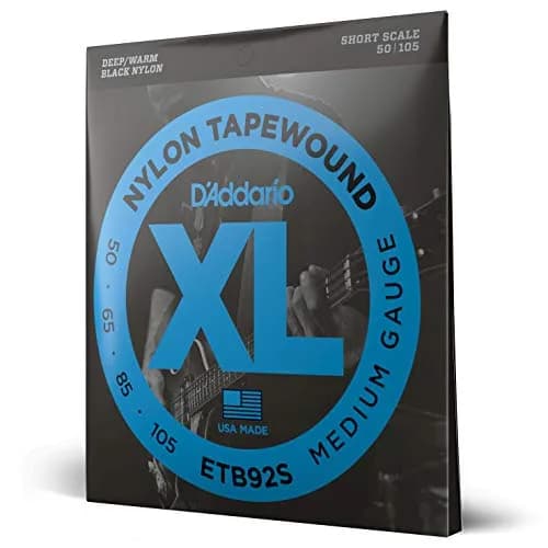 D'Addario ETB92S Tapewound Bass Strings | Short Scale, 50-105 Gauge, Black Nylon thumbnail 1